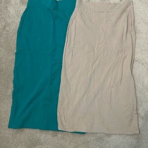 Elegant Teal and Beige Skirt Set